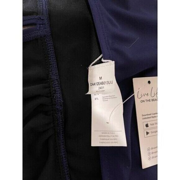 CUPSHE Women 1 Piece Halter Swimsuit M Blue Wrap V-Neck Crisscross Back Straps - Picture 8 of 9